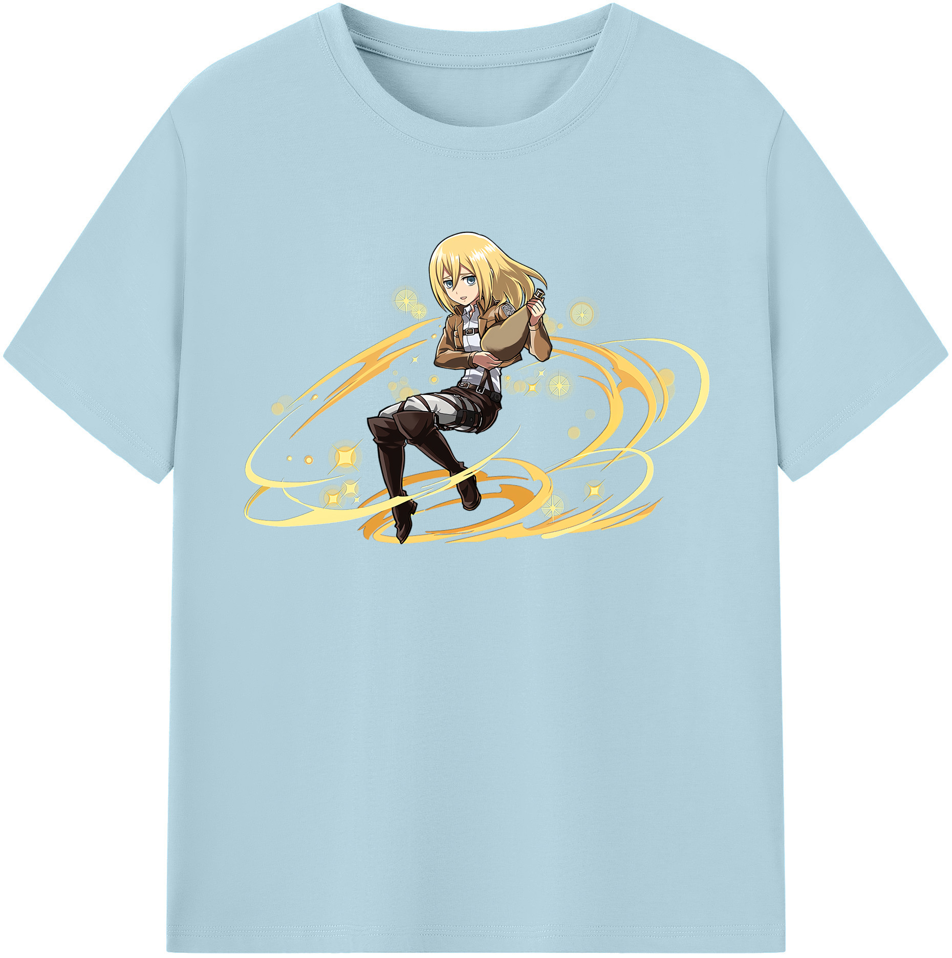 （画像用） 進撃の巨人 クリスタ·レンズ Attack on Titan Christa Lenz 綿100％半袖Tシャツ（フロントプリント）